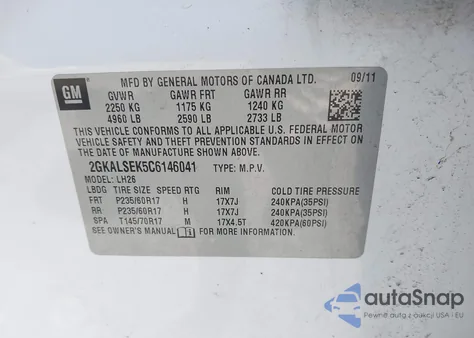 2012 GMC Terrain Sle из США, поврежденный, VIN 2GKALSEK5C6146041